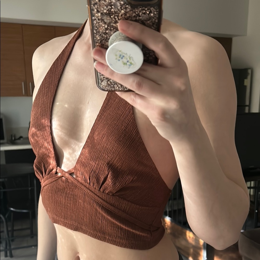Rust Halter Crop Top - Picture 3 of 3